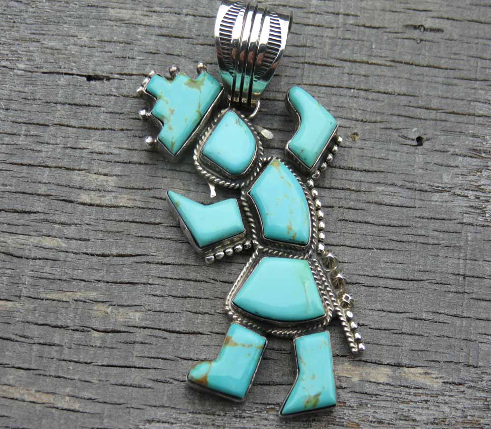 Turquoise Pendant Native American Jewelry- Kachina